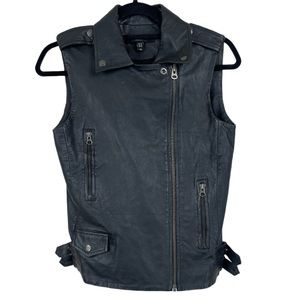 Muubaa Lamb Leather Vest Black Sleeveless Size 6